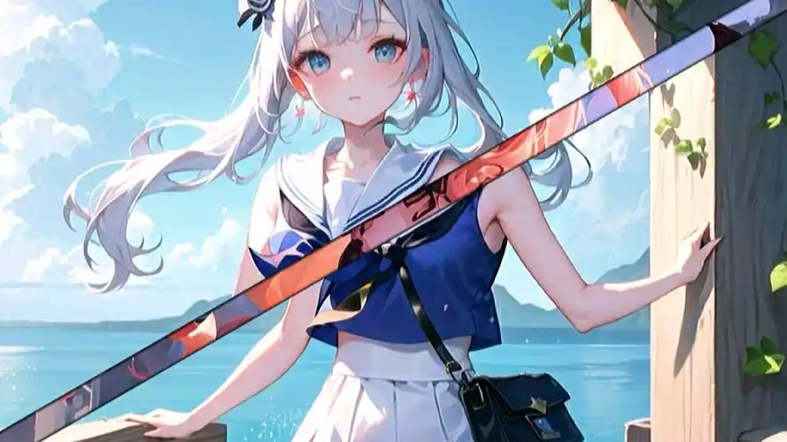 二次元少女壁纸头像 唯美清新画风 夏日海边