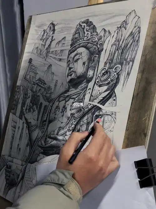 合肥滨湖刺客纹身  #合肥谛匠人刺青  #老石雕  #纹身手稿  #文的