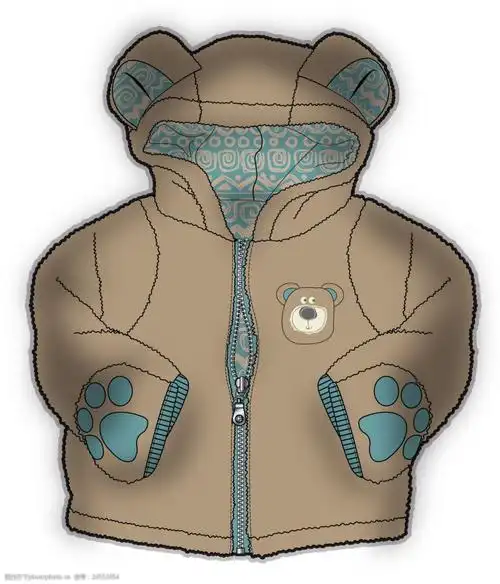 咖啡色熊猫外套婴儿服装设计矢量素材