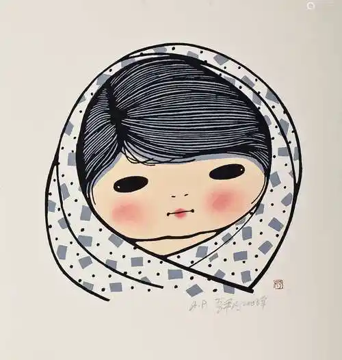 李平凡儿童镜心铜版画