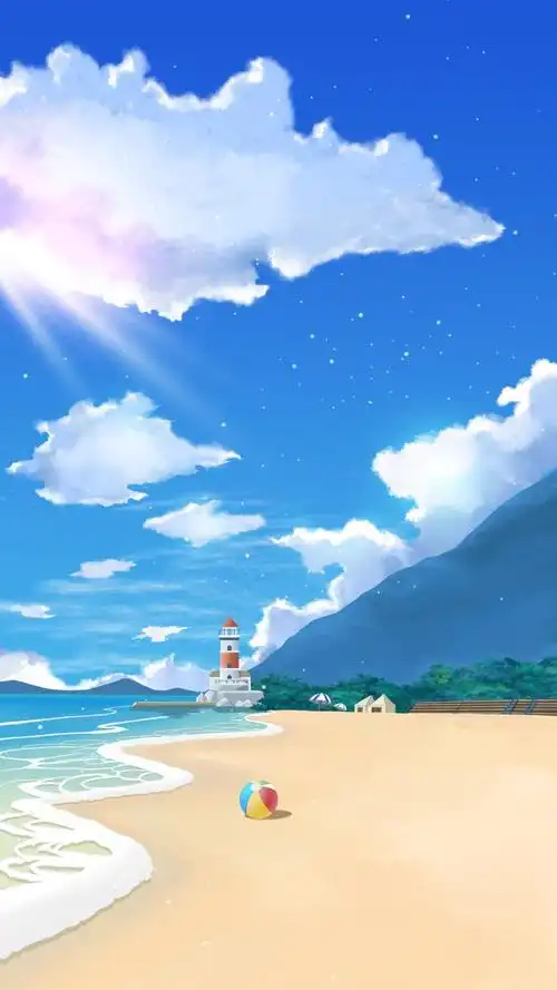 夏日时光海滩海滩夏日插画