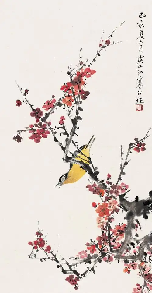 色彩鲜丽笔墨清秀,当代画家江寒汀花鸟作品欣赏