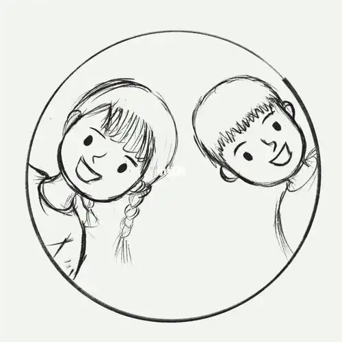 可爱姐弟头像系列之星空版背景线稿