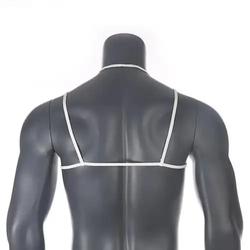 男士骚露乳可调节文胸胸罩内衣乳罩男gay挂脖束缚情趣蕾丝诱惑