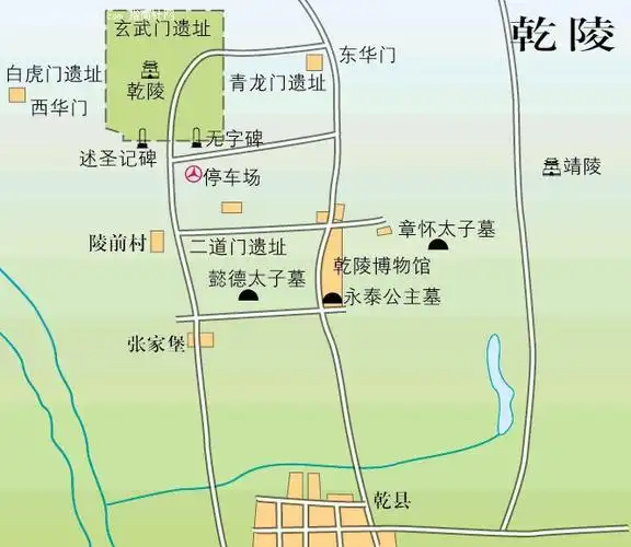 乾陵地图_西安市旅游景点地图查询