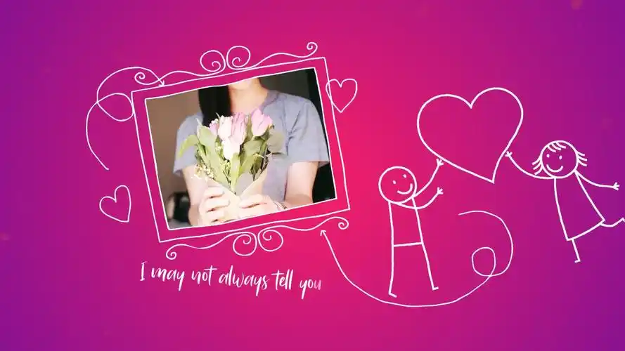 甜蜜浪漫手绘动画卡通线条相册动画ae模板