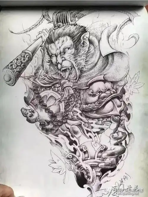 齐天大圣新传统纹身手稿