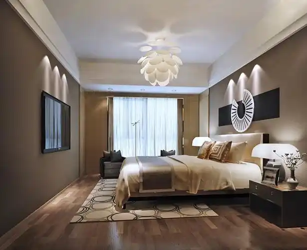 咖啡色卧室背景墙装修效果图