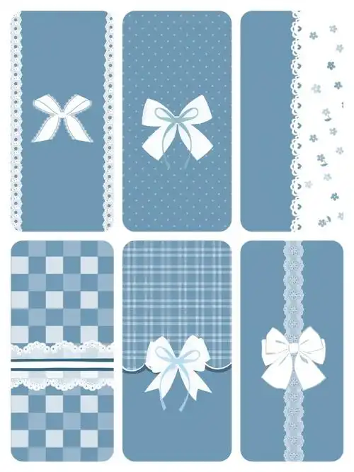 复古蓝蕾丝蝴蝶结手机壁纸分享