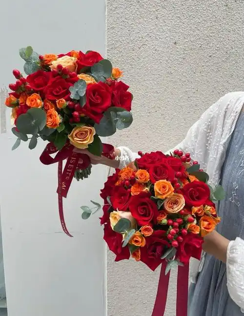 红色系新娘捧花69