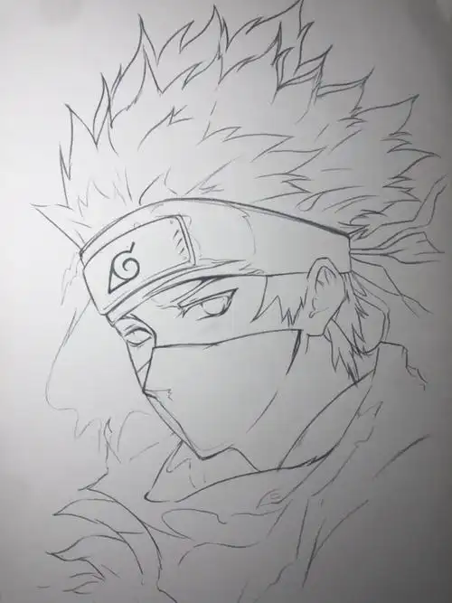 火影忍者动漫人物旗木卡卡西绘画过程图.