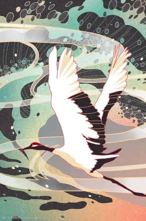 仙鹤卡通手绘插画