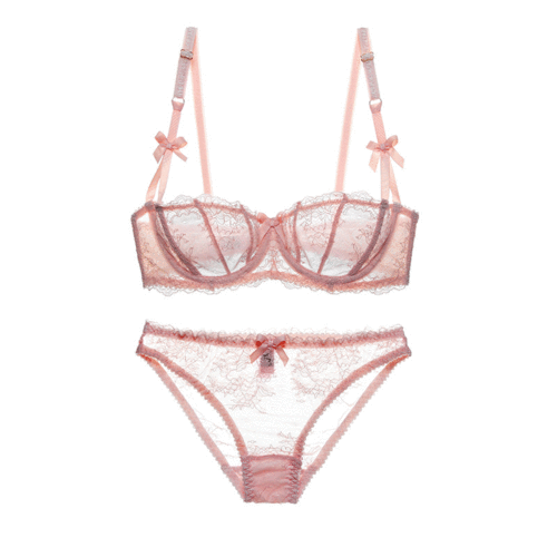 春夏性感超薄蕾丝透气12半杯文胸内裤薄款透明欧美女士内衣套装