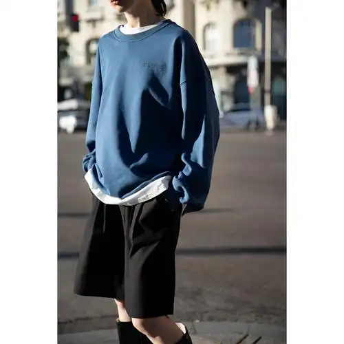 kernel cosmos 20ss 早春 "变成蓝色" 英文字母宽松圆领套头卫衣