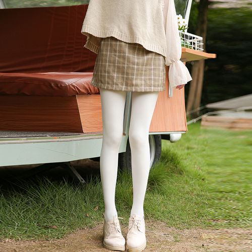 秋冬日系加绒加厚打底裤女白色连裤袜奶白色丝袜成人打底袜舞蹈袜