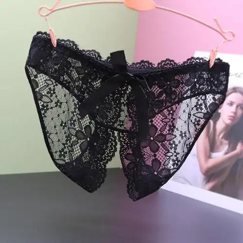 欧美大码女士开裆情趣内衣内裤免脱诱惑透视网纱性感三角裤头1525