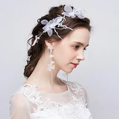 超仙新娘头饰森系韩式仙美发饰2018新款白色婚纱配饰结婚饰品套装