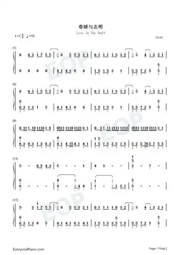 春娇与志明-重新出发吗更渴望未来-抖音说唱热歌双手简谱预览1