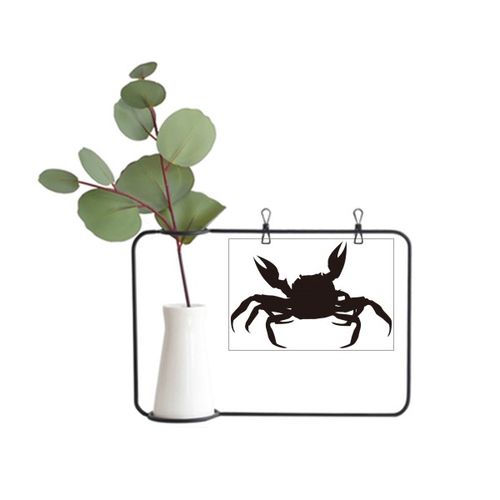 黑色螃蟹插画海洋生物金属相框陶瓷花瓶装饰