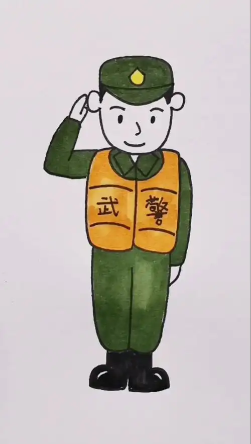 简笔画有种安全感叫解放军来了哪里有困难哪里就有解放军