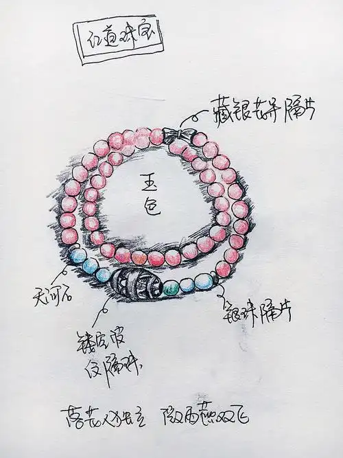 原创手绘晶石手链