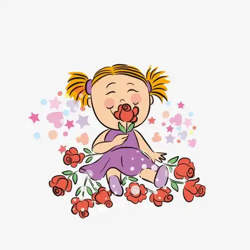 卡通闻花香的女孩设计
