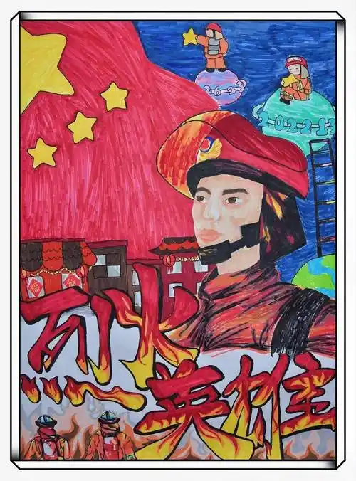 小画家叶锦梅正在绘画《烈火英雄》就在不久前,来自河池市环江毛南族