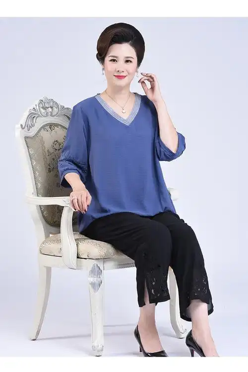 萌菲思胖太太加肥加大码中老年女装夏季新款t恤胖人妈妈小衫200斤宽松