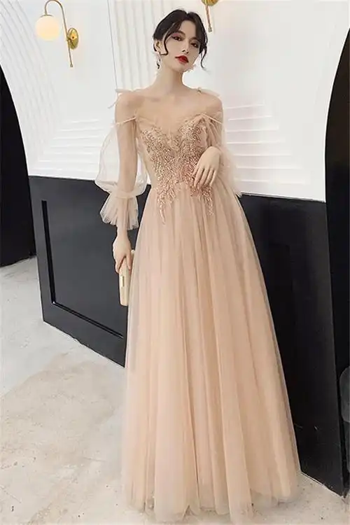 伴娘服2020年新款秋冬香槟色伴娘礼服女姐妹团裙仙气质中长款显瘦