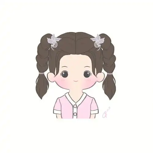 q版头像双麻花辫可爱女生头像附线稿