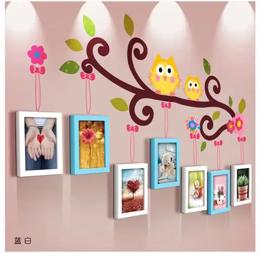 照片墙相框组合儿童房孩子的像框相片墙贴挂墙相框宝宝7寸儿童房照片