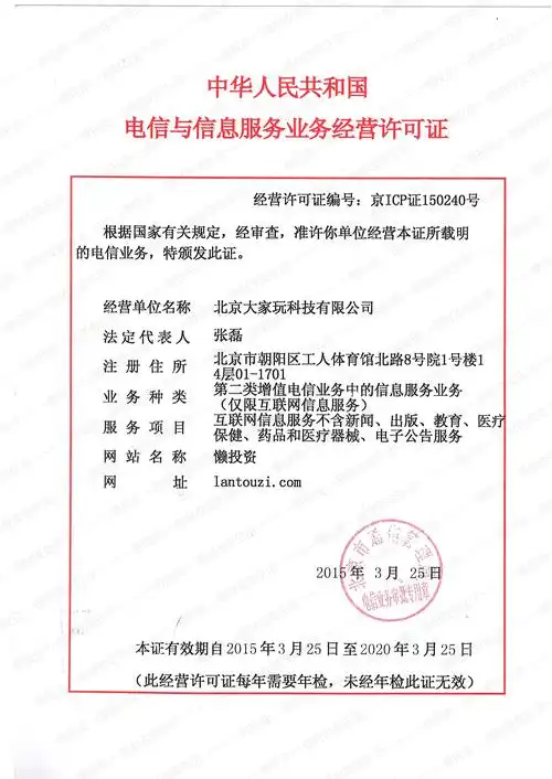 icp经营许可证 正面