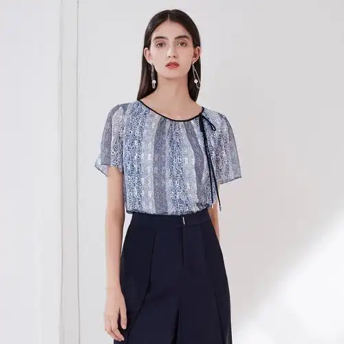 商场同款卡迪黛尔女装春季夏季新款通勤文艺圆领短袖宽松t恤