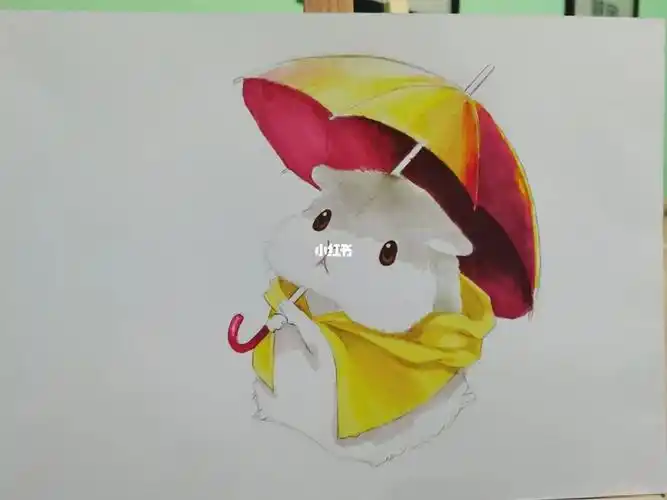 呆萌小仓鼠彩铅马克笔
