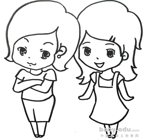两个小女孩简笔画相册