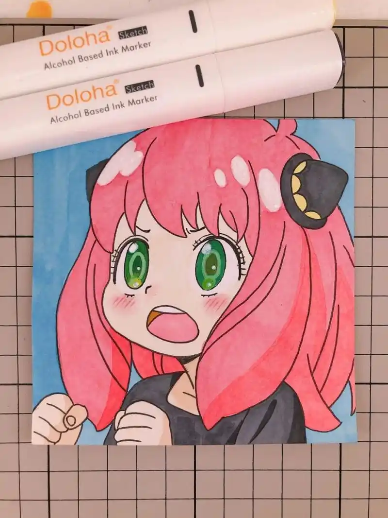 第271幅|阿尼亚卡通画,马克笔手绘,附步骤图 马克笔:多乐绘128色#多乐