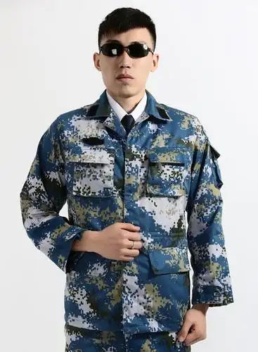 厂家直销 长袖海洋迷彩套装 军训服