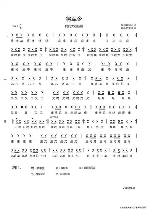将军令民间大鼓鼓谱
