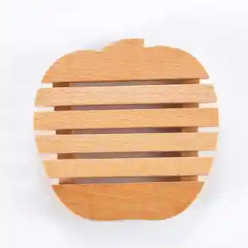 创意实木锅垫桌垫隔热垫餐垫杯垫碗垫盘垫餐桌垫防烫垫 苹果形状单个