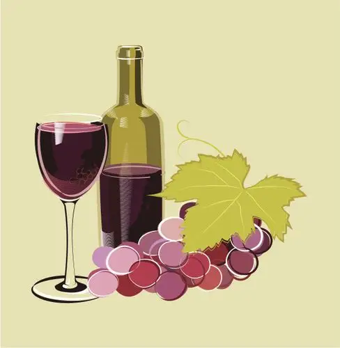 酒瓶,葡萄酒,葡萄酒厂,饮食,有蔓植物插画素材_id:105555020