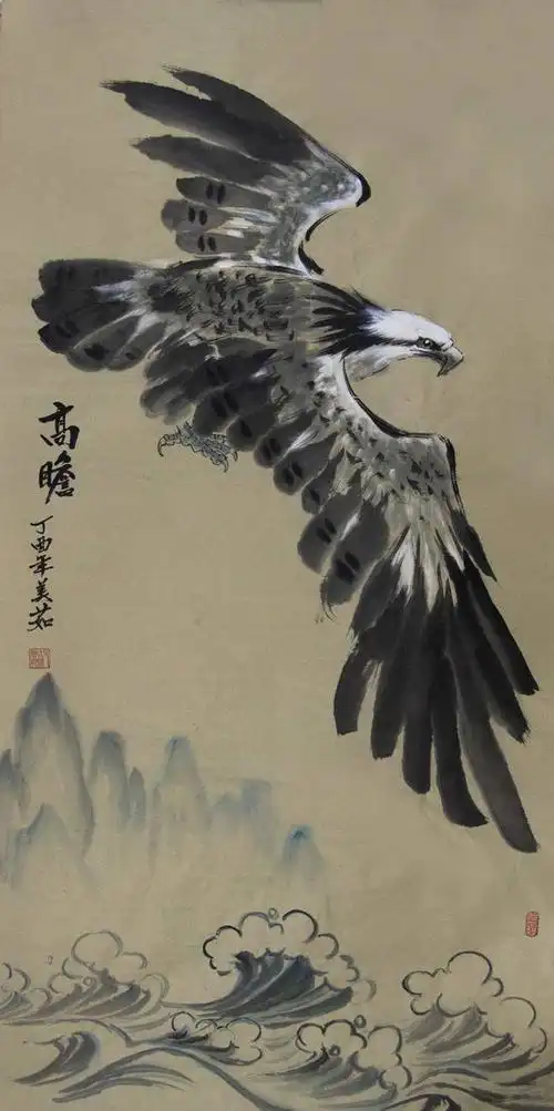 祝美茹雄鹰图赏析大鹏展翅气势恢宏