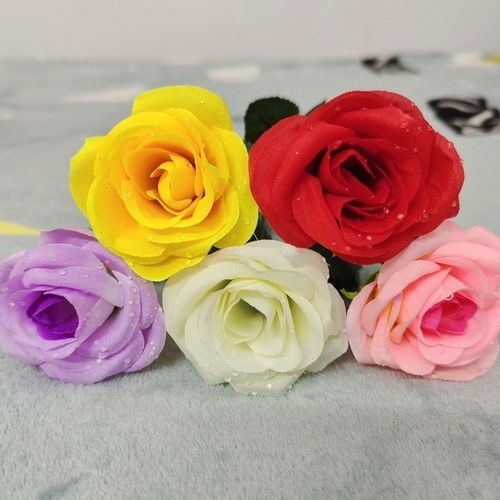 仿真花带露珠玫瑰花朵 卧室客厅装饰花 绢布摆件玫瑰花假花可水洗