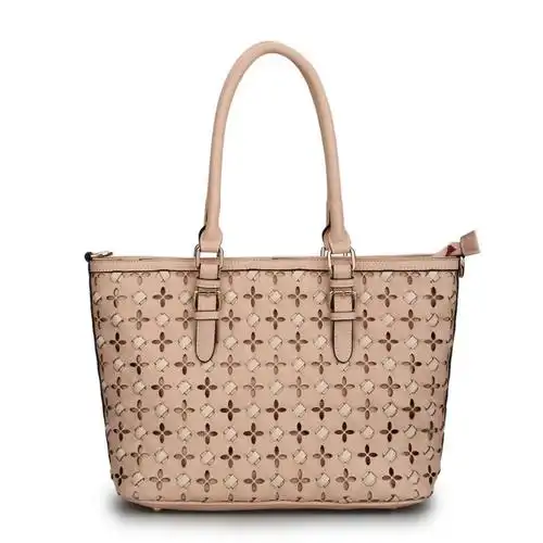 诺蔓妮 日韩清新款甜美编织印花手提包包几何图案软把休闲女士包