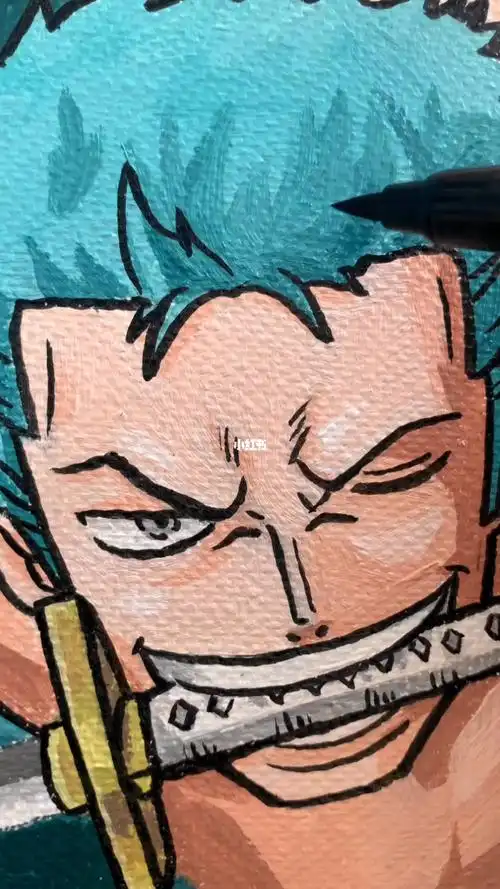 丙烯画手绘海贼王三刀流索隆