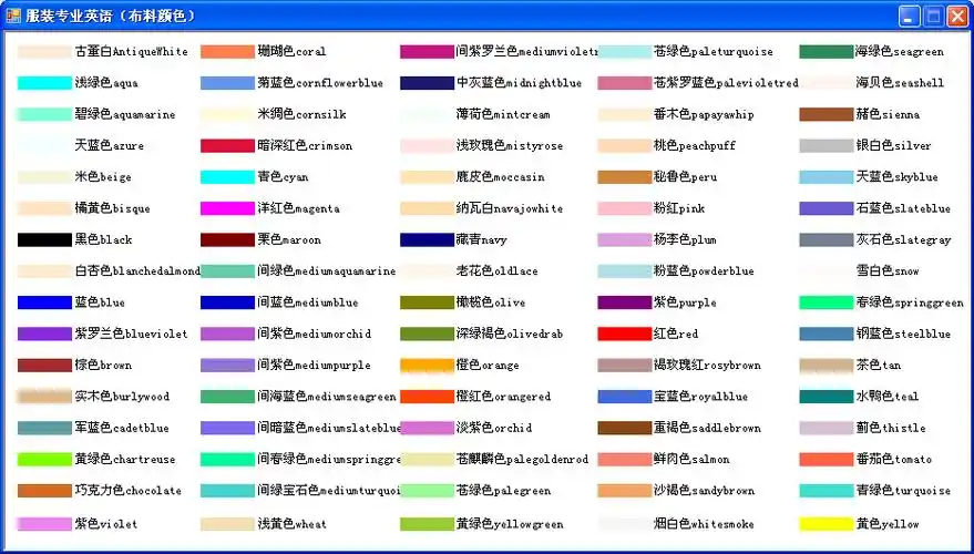 服装专业布料颜色,中,英对照_布料色卡对照表-csdn博客
