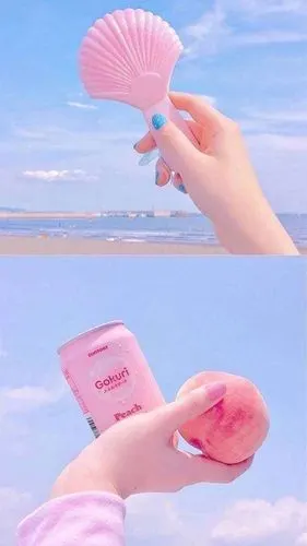 粉色桃子汽水系列图片少女心背景图