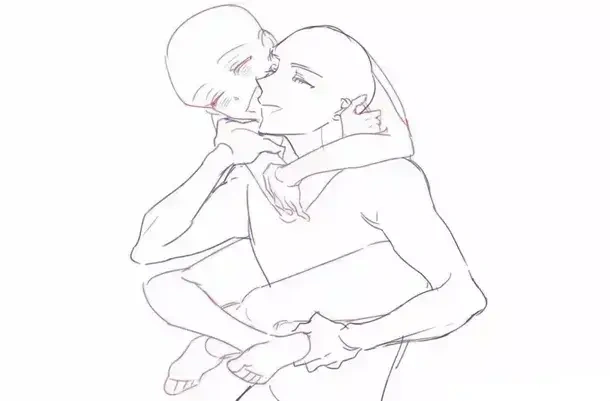 线稿素材超亲密的双人线稿合集齁甜齁甜
