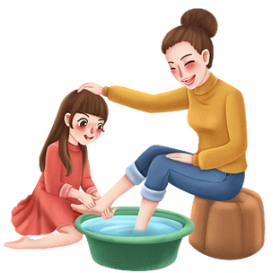 温馨母亲节女儿给妈妈洗脚