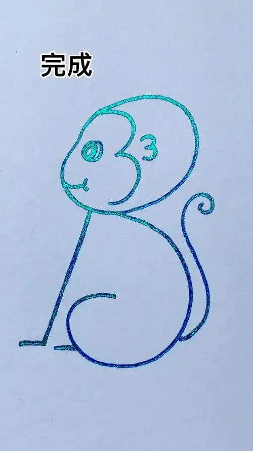 简笔画用3个数字3画小猴子