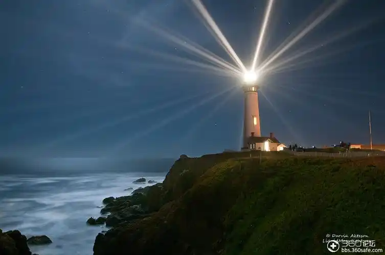 重返加利佛尼亚鸽点灯塔,光束是真的,长时间曝光的效果 作者 darvin